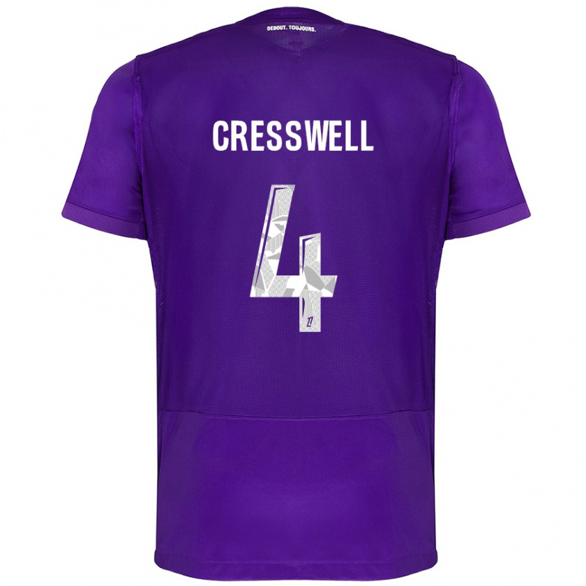 Kandiny Enfant Maillot Charlie Cresswell #4 Violet Blanc Tenues Domicile 2024/25 T-Shirt