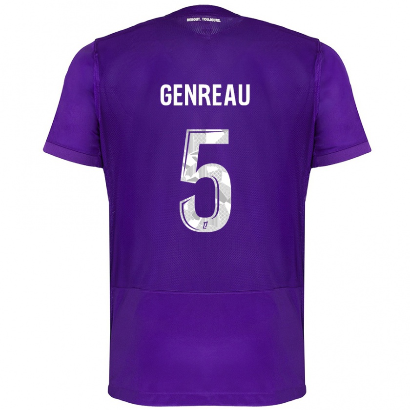 Kandiny Enfant Maillot Denis Genreau #5 Violet Blanc Tenues Domicile 2024/25 T-Shirt