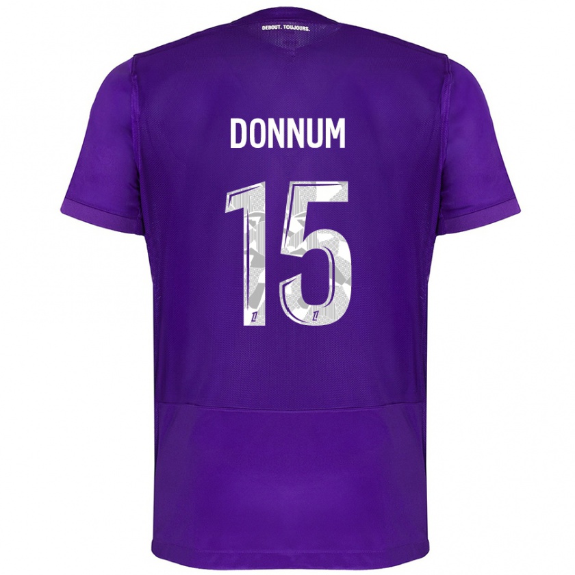 Kandiny Enfant Maillot Aron Dønnum #15 Violet Blanc Tenues Domicile 2024/25 T-Shirt