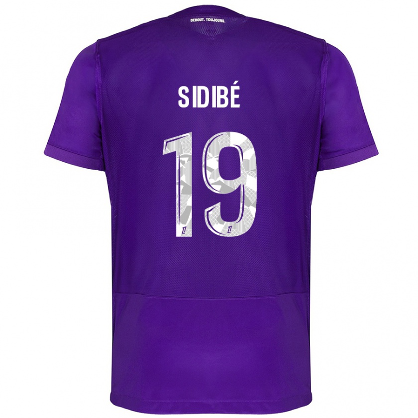 Kandiny Enfant Maillot Djibril Sidibé #19 Violet Blanc Tenues Domicile 2024/25 T-Shirt