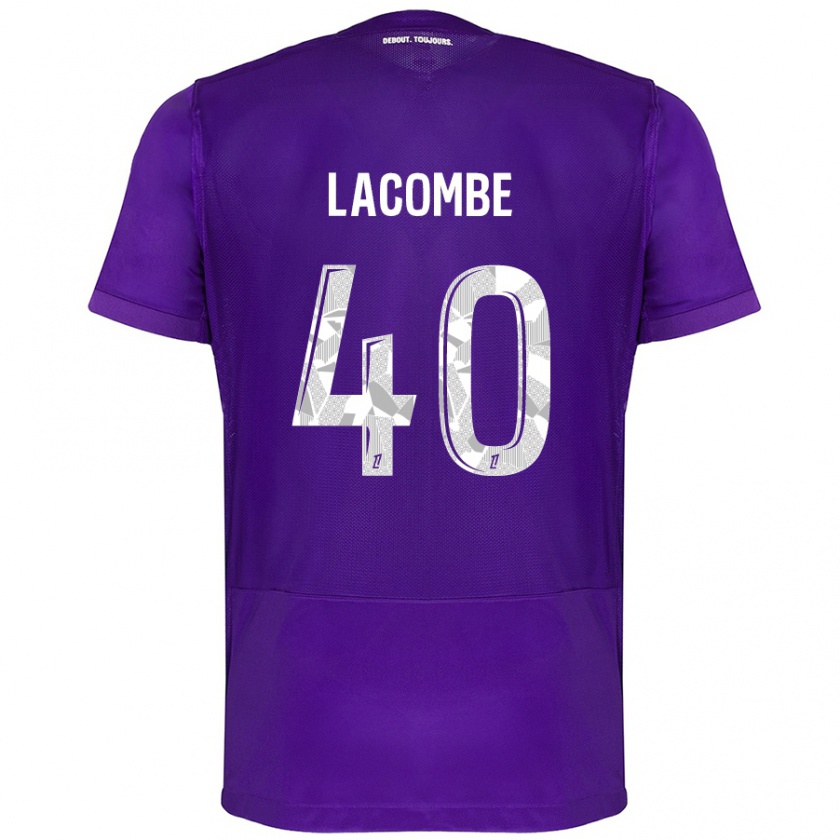 Kandiny Enfant Maillot Justin Lacombe #40 Violet Blanc Tenues Domicile 2024/25 T-Shirt