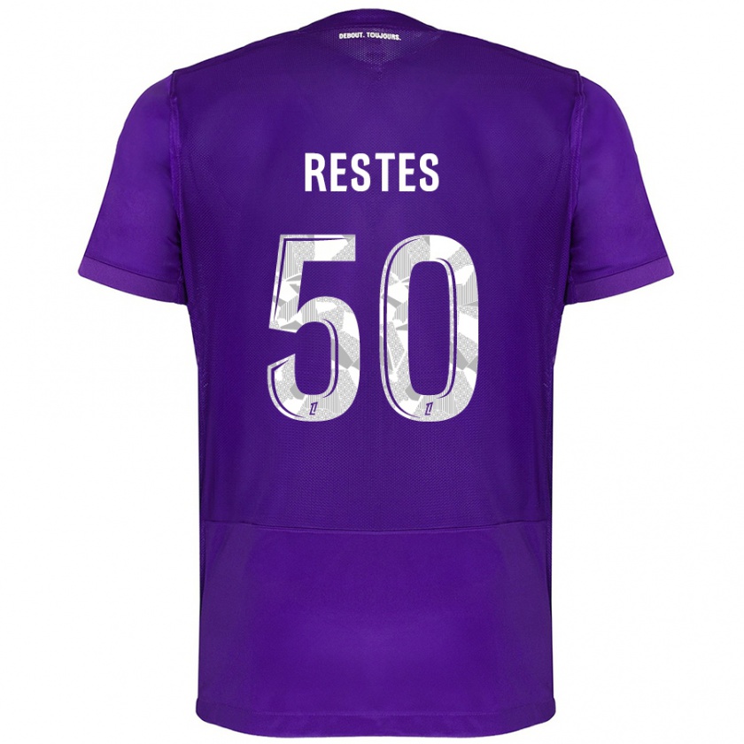 Kandiny Enfant Maillot Guillaume Restes #50 Violet Blanc Tenues Domicile 2024/25 T-Shirt