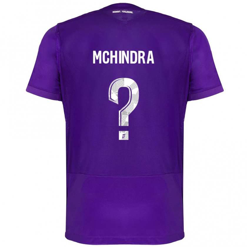 Kandiny Enfant Maillot Naime Said Mchindra #0 Violet Blanc Tenues Domicile 2024/25 T-Shirt