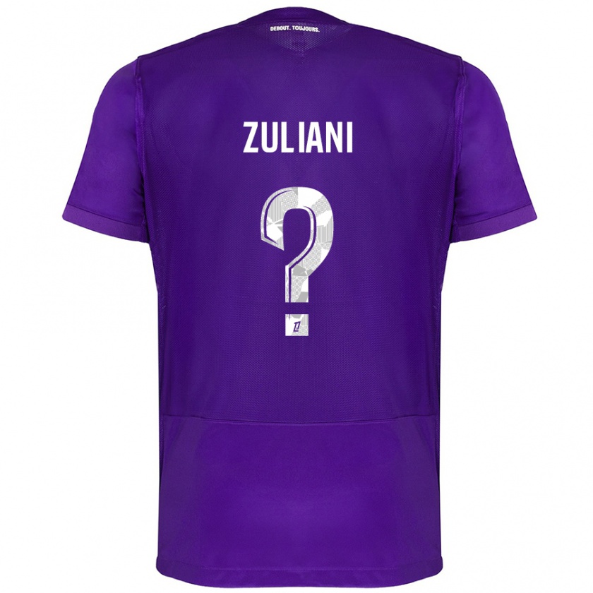 Kandiny Enfant Maillot Edhy Zuliani #0 Violet Blanc Tenues Domicile 2024/25 T-Shirt