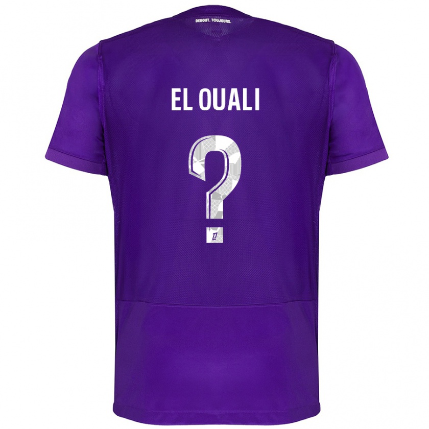 Kandiny Enfant Maillot Adam El Ouali #0 Violet Blanc Tenues Domicile 2024/25 T-Shirt