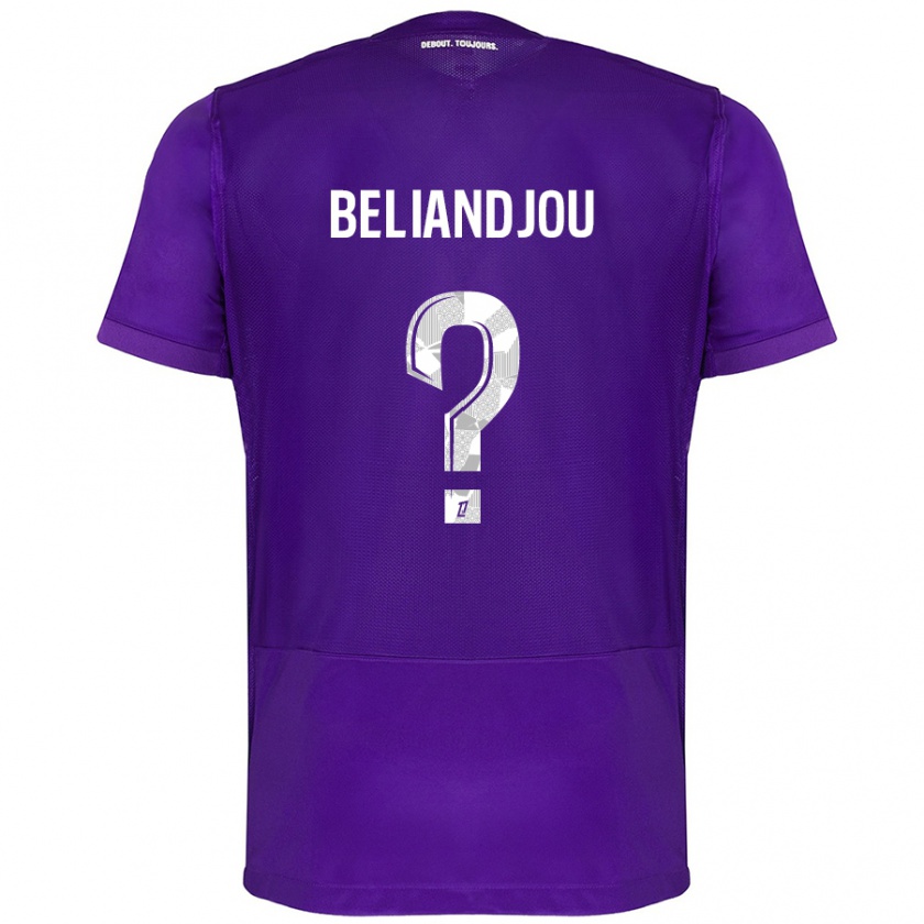 Kandiny Enfant Maillot Ruben Beliandjou #0 Violet Blanc Tenues Domicile 2024/25 T-Shirt