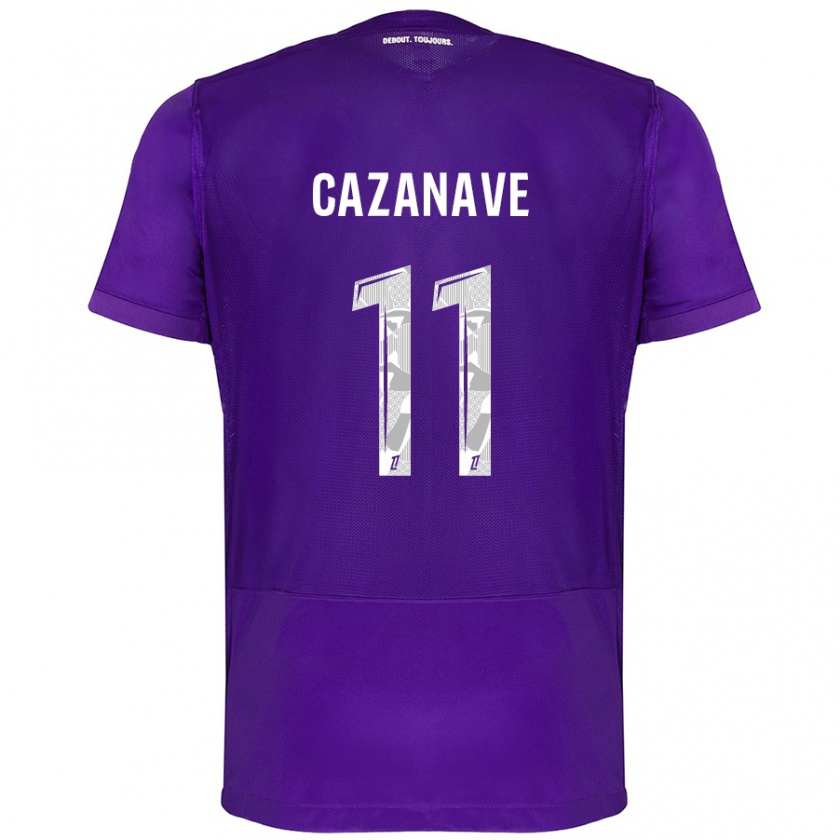 Kandiny Enfant Maillot Julie Cazanave #11 Violet Blanc Tenues Domicile 2024/25 T-Shirt