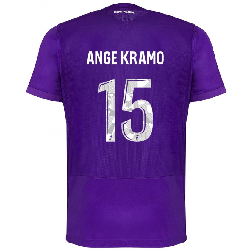 Kandiny Enfant Maillot Marie Ange Kramo #15 Violet Blanc Tenues Domicile 2024/25 T-Shirt