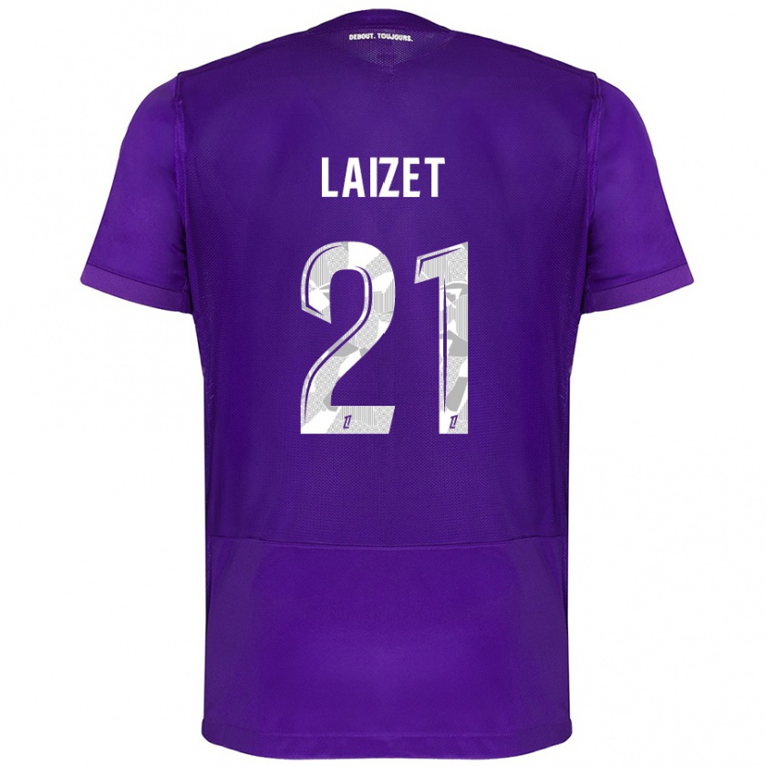 Kandiny Enfant Maillot Emma Laizet #21 Violet Blanc Tenues Domicile 2024/25 T-Shirt