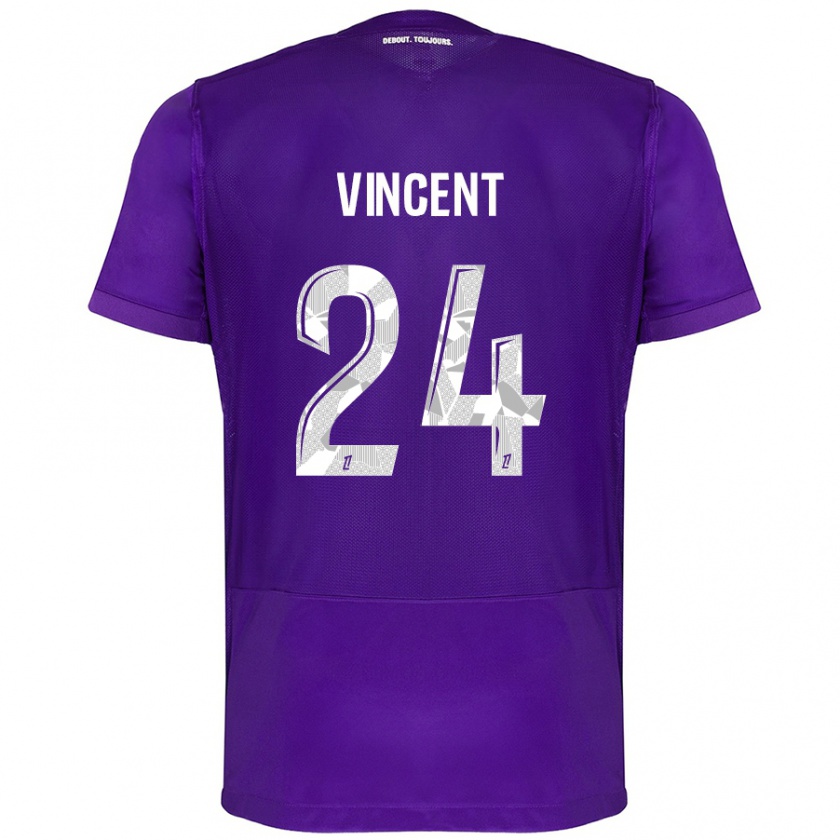 Kandiny Enfant Maillot Magalie Vincent #24 Violet Blanc Tenues Domicile 2024/25 T-Shirt