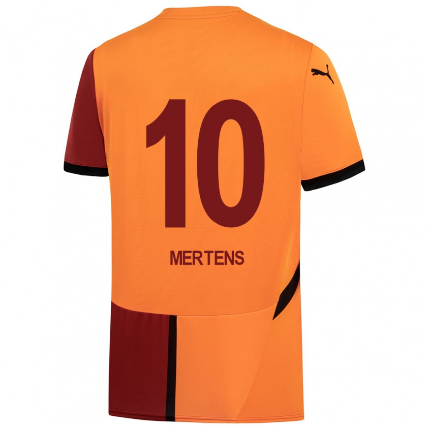 Kandiny Enfant Maillot Dries Mertens #10 Jaune Rouge Tenues Domicile 2024/25 T-Shirt