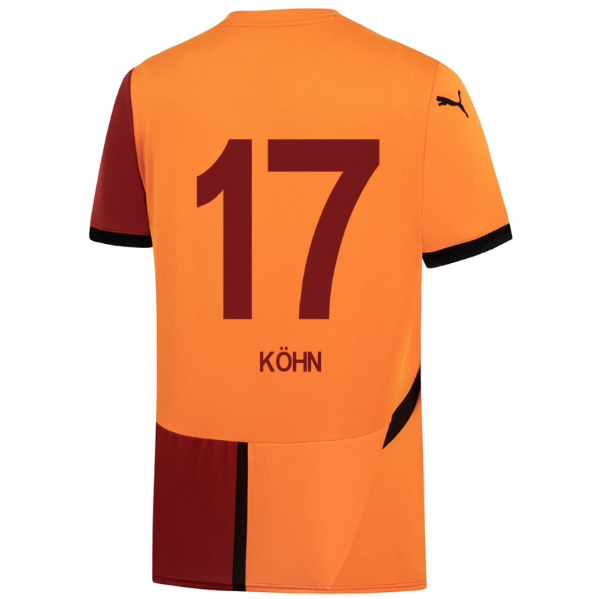 Kandiny Enfant Maillot Derrick Köhn #17 Jaune Rouge Tenues Domicile 2024/25 T-Shirt