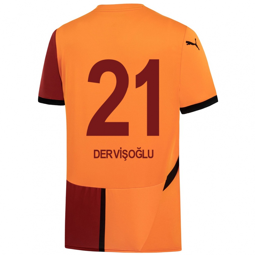 Kandiny Enfant Maillot Halil Dervişoğlu #21 Jaune Rouge Tenues Domicile 2024/25 T-Shirt