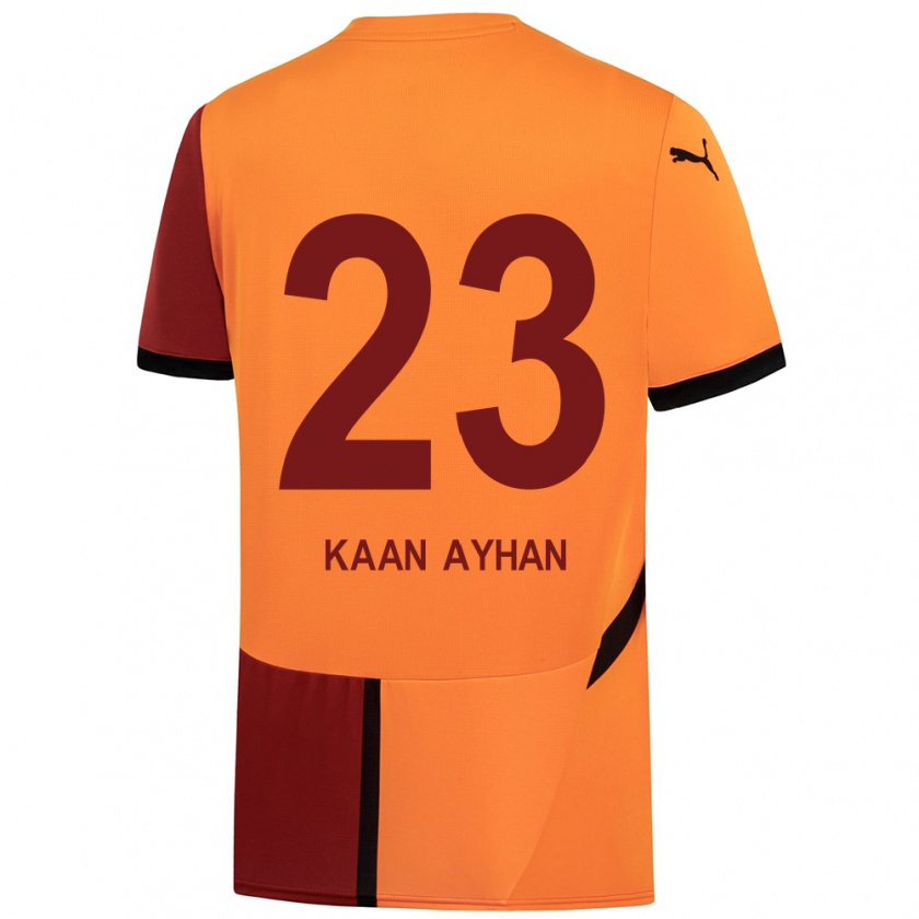 Kandiny Enfant Maillot Kaan Ayhan #23 Jaune Rouge Tenues Domicile 2024/25 T-Shirt