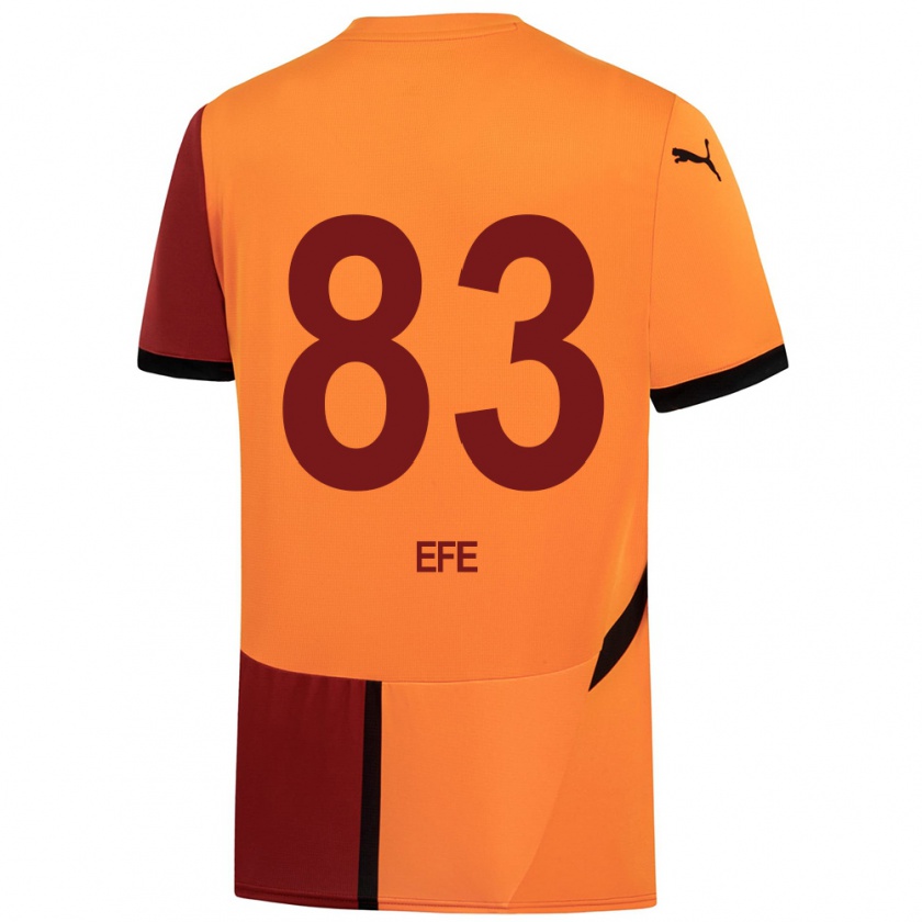 Kandiny Enfant Maillot Efe Akman #83 Jaune Rouge Tenues Domicile 2024/25 T-Shirt