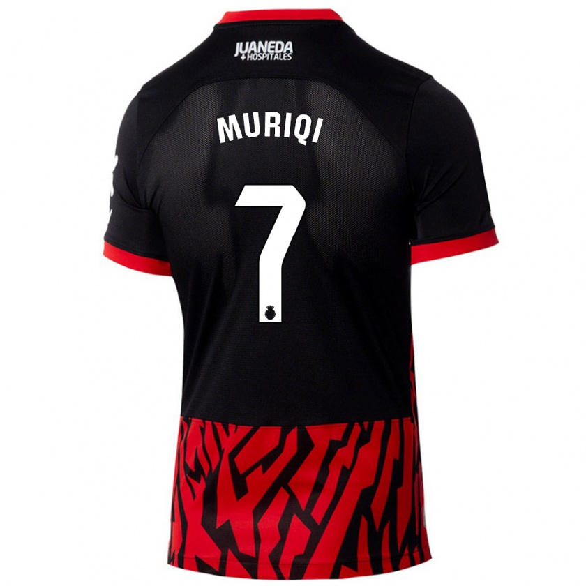 Kandiny Enfant Maillot Vedat Muriqi #7 Noir Rouge Tenues Domicile 2024/25 T-Shirt