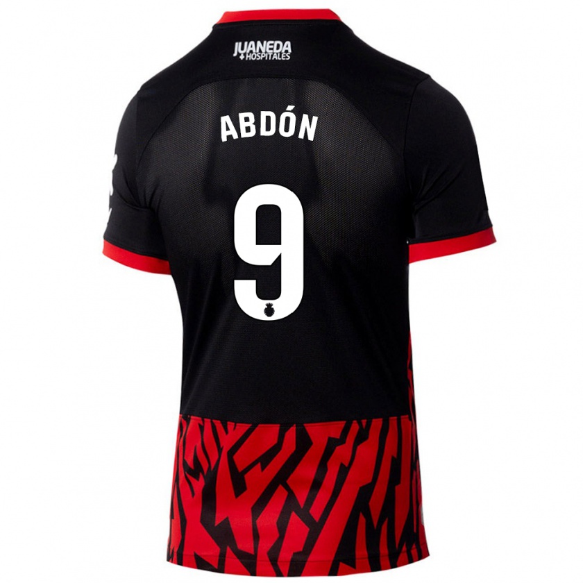 Kandiny Enfant Maillot Abdón Prats #9 Noir Rouge Tenues Domicile 2024/25 T-Shirt