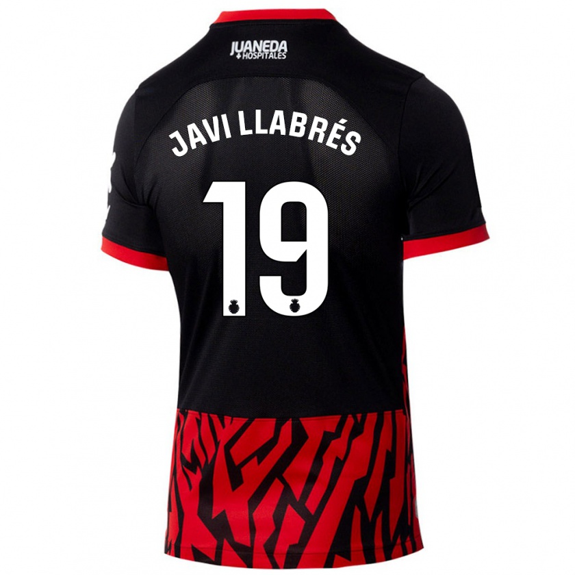 Kandiny Enfant Maillot Javi Llabrés #19 Noir Rouge Tenues Domicile 2024/25 T-Shirt