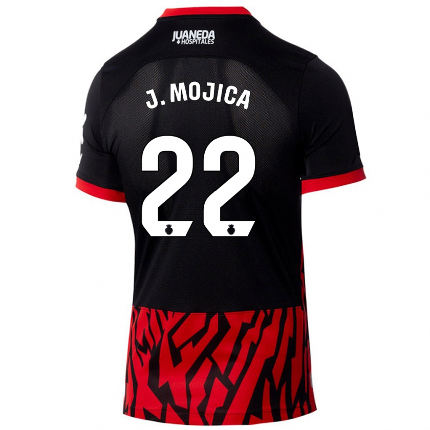 Kandiny Enfant Maillot Johan Mojica #22 Noir Rouge Tenues Domicile 2024/25 T-Shirt