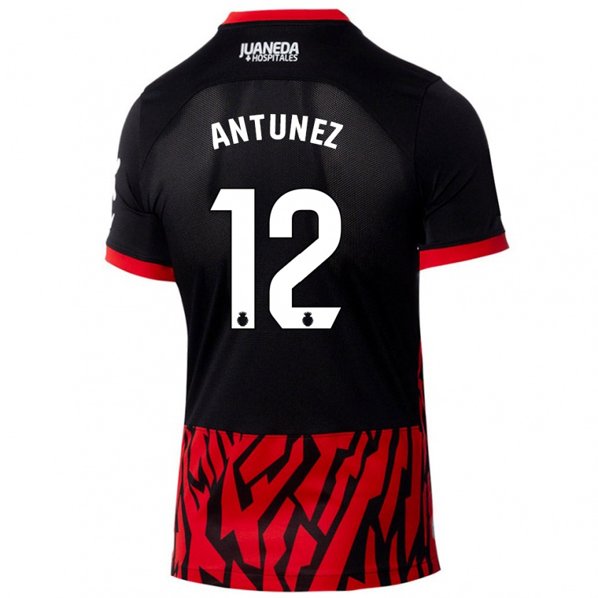 Kandiny Enfant Maillot Yahir Antúnez #12 Noir Rouge Tenues Domicile 2024/25 T-Shirt