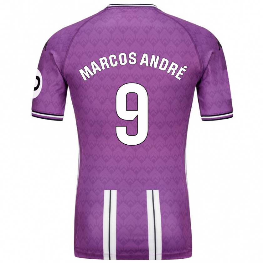 Kandiny Enfant Maillot Marcos André #9 Violet Blanc Tenues Domicile 2024/25 T-Shirt