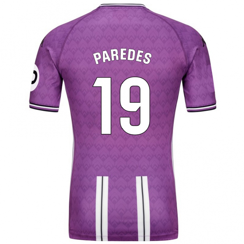 Kandiny Enfant Maillot Yago Paredes #19 Violet Blanc Tenues Domicile 2024/25 T-Shirt