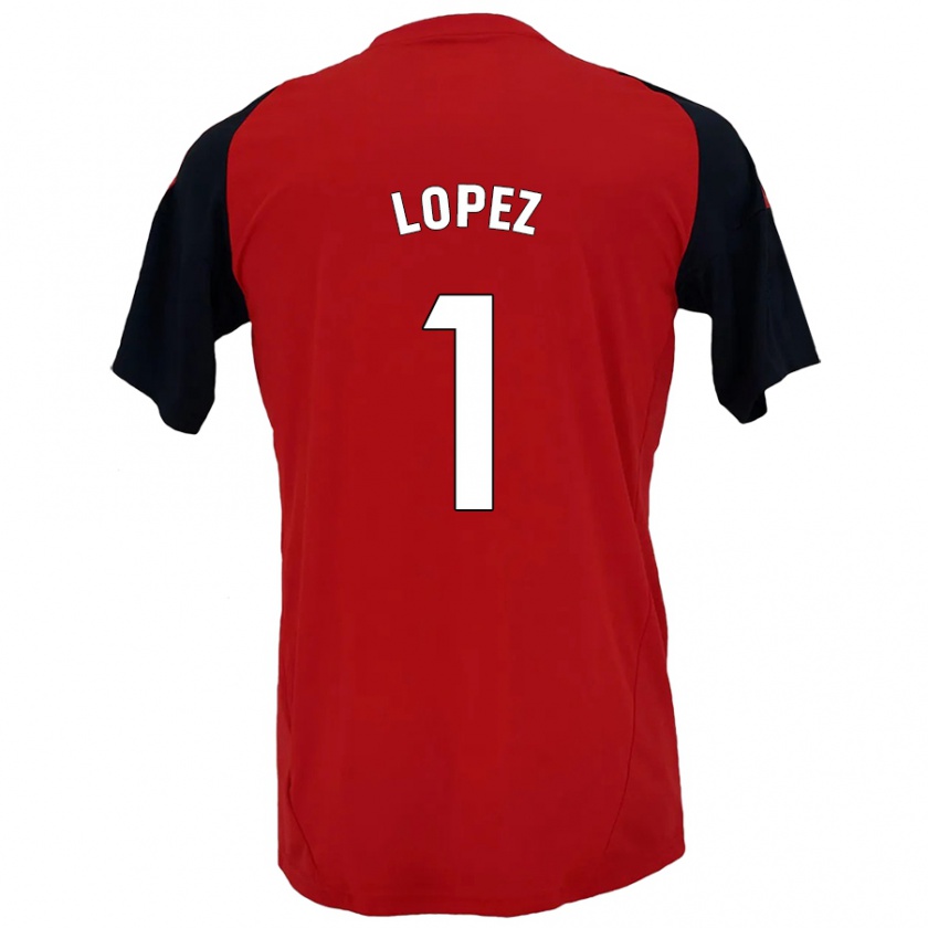 Kandiny Enfant Maillot Luis López #1 Rouge Noir Tenues Domicile 2024/25 T-Shirt