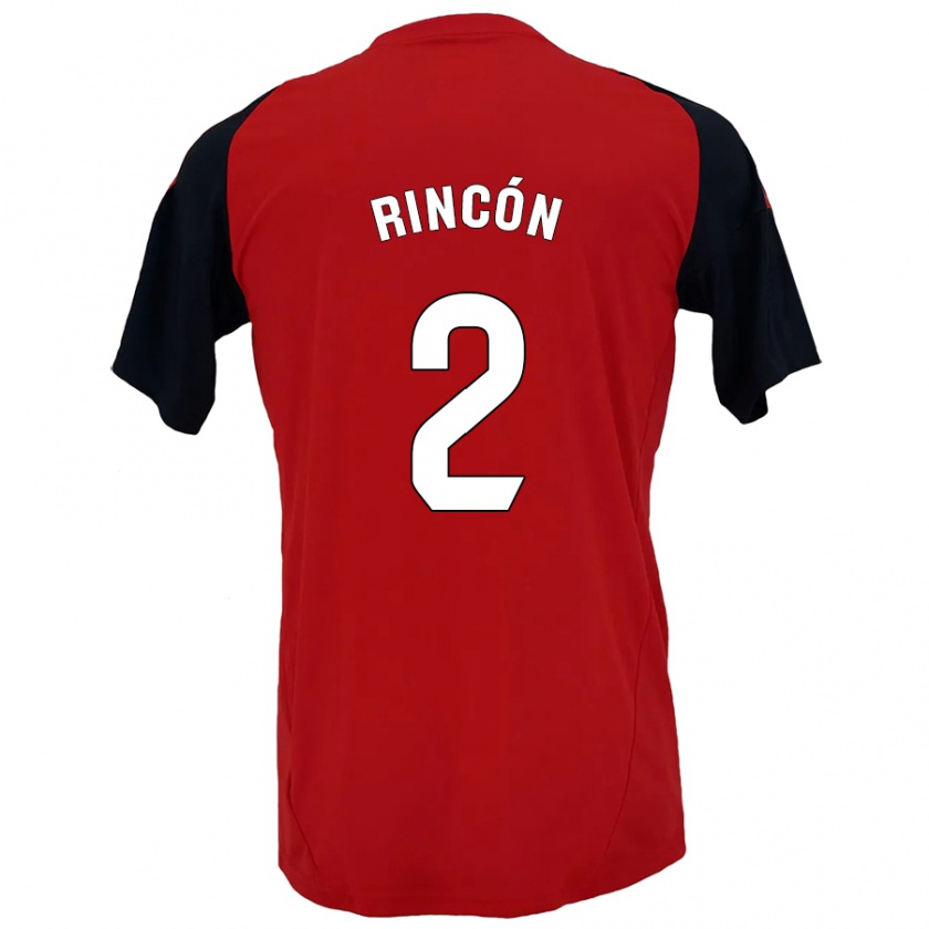 Kandiny Enfant Maillot Hugo Rincón #2 Rouge Noir Tenues Domicile 2024/25 T-Shirt