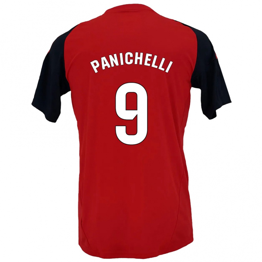 Kandiny Enfant Maillot Joaquín Panichelli #9 Rouge Noir Tenues Domicile 2024/25 T-Shirt