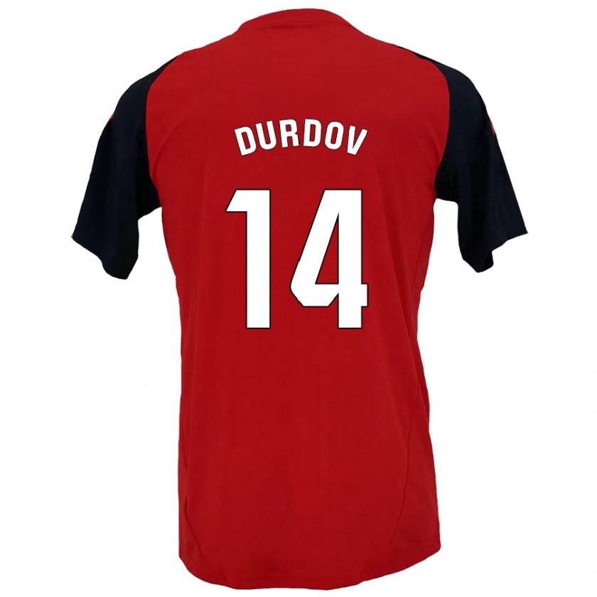 Kandiny Enfant Maillot Ivan Durdov #14 Rouge Noir Tenues Domicile 2024/25 T-Shirt