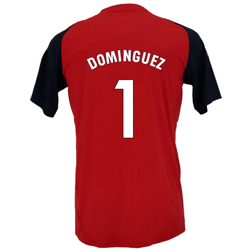 Kandiny Enfant Maillot Iago Domínguez #1 Rouge Noir Tenues Domicile 2024/25 T-Shirt