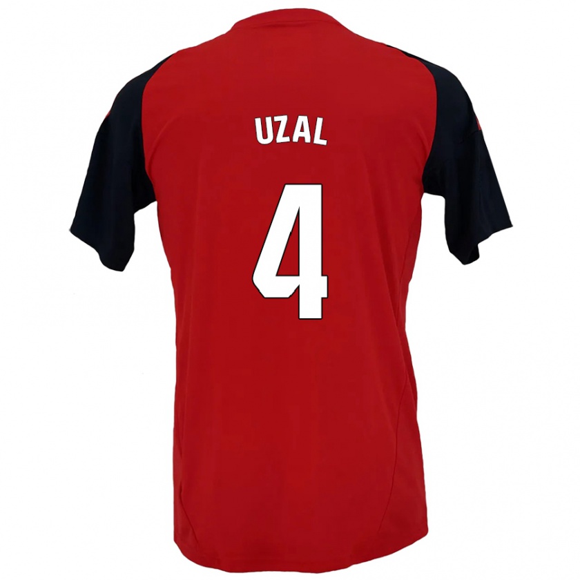 Kandiny Enfant Maillot Yeray Uzal #4 Rouge Noir Tenues Domicile 2024/25 T-Shirt