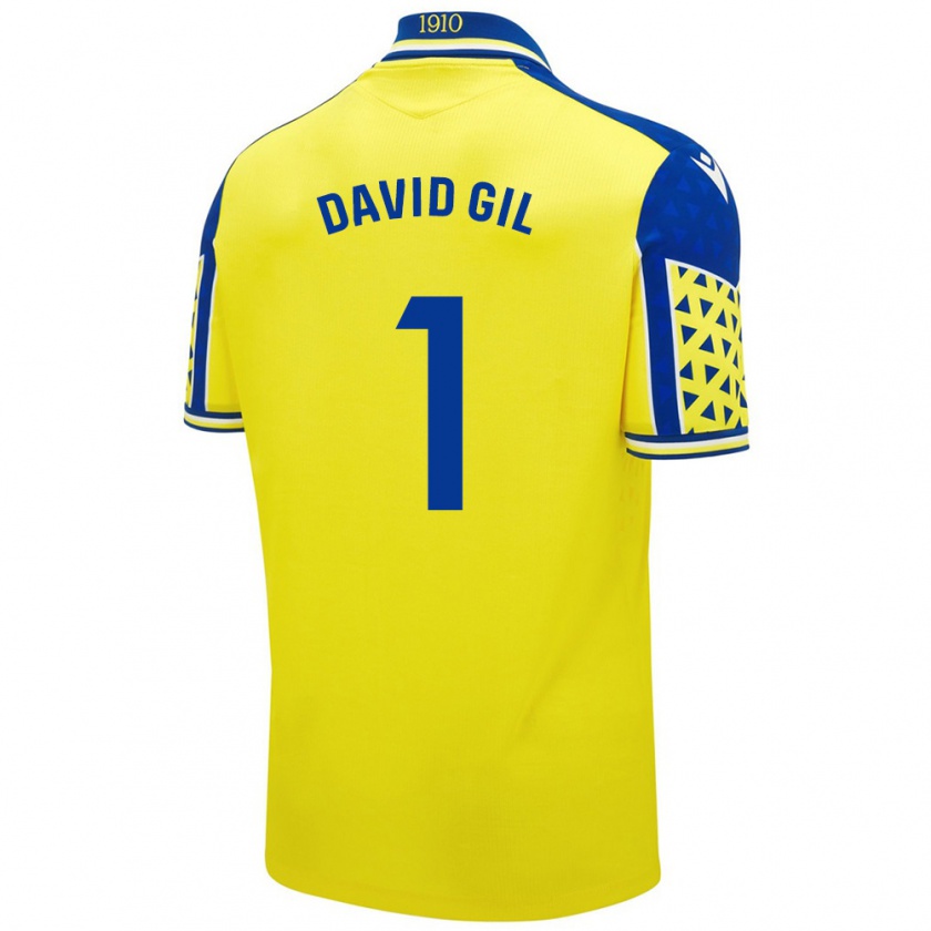 Kandiny Enfant Maillot David Gil #1 Jaune Bleu Tenues Domicile 2024/25 T-Shirt