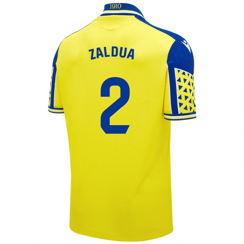 Kandiny Enfant Maillot Joseba Zaldua #2 Jaune Bleu Tenues Domicile 2024/25 T-Shirt