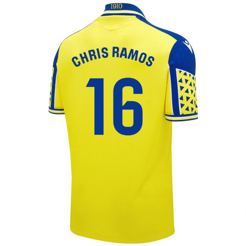 Kandiny Enfant Maillot Chris Ramos #16 Jaune Bleu Tenues Domicile 2024/25 T-Shirt