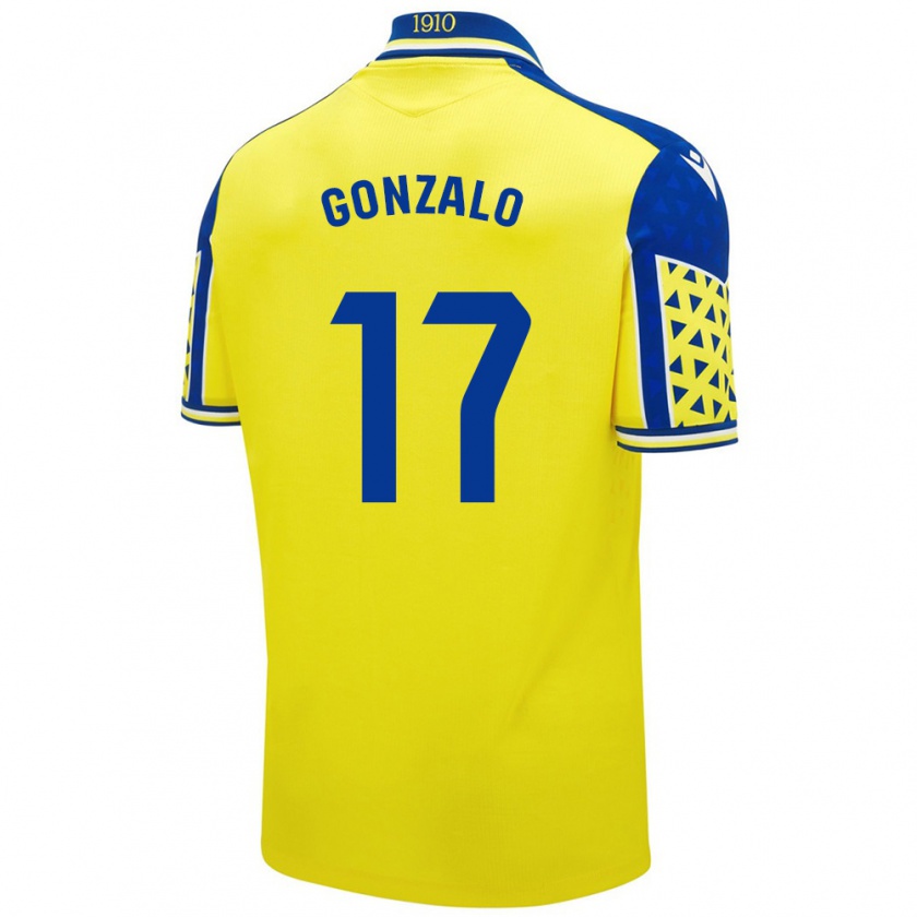 Kandiny Enfant Maillot Gonzalo Escalante #17 Jaune Bleu Tenues Domicile 2024/25 T-Shirt