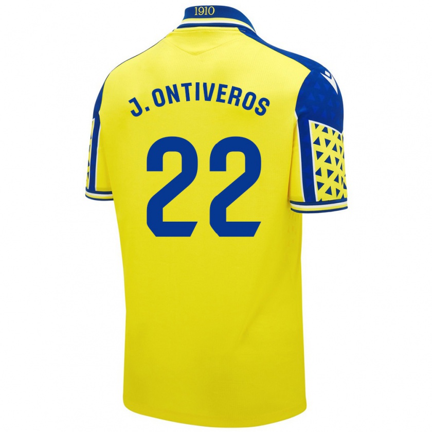 Kandiny Enfant Maillot Javi Ontiveros #22 Jaune Bleu Tenues Domicile 2024/25 T-Shirt