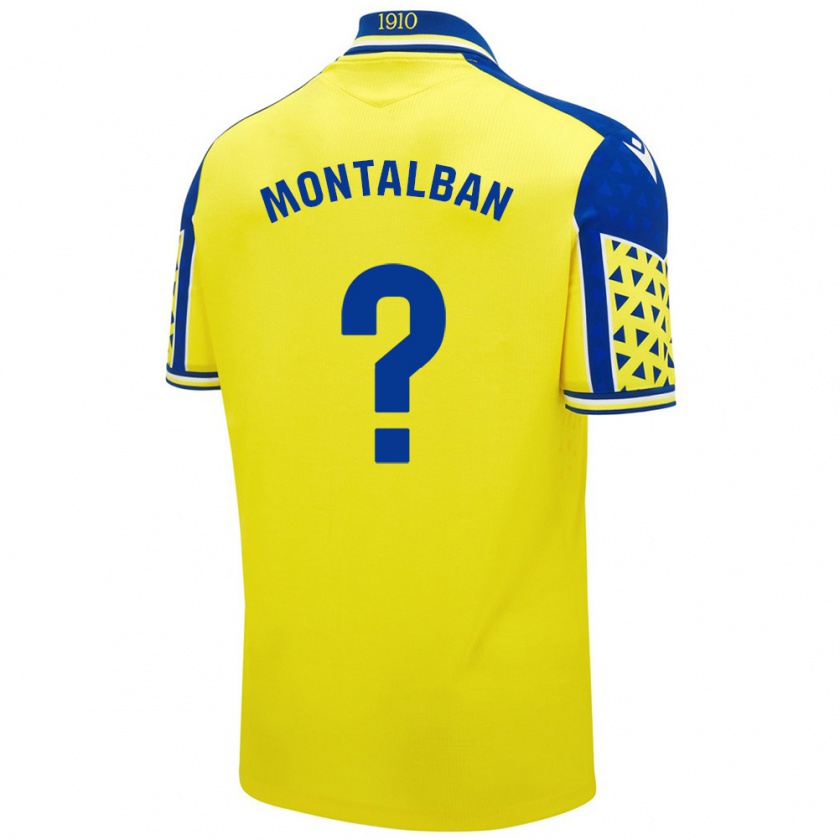 Kandiny Enfant Maillot Sergio Montalbán #0 Jaune Bleu Tenues Domicile 2024/25 T-Shirt