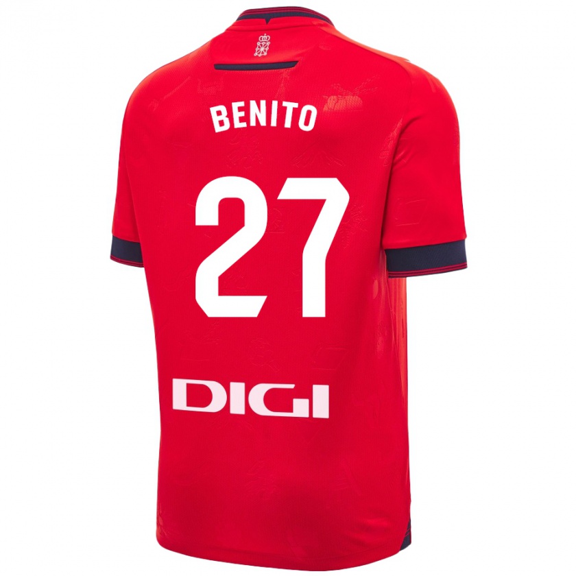 Kandiny Enfant Maillot Iker Benito #27 Rouge Blanc Tenues Domicile 2024/25 T-Shirt