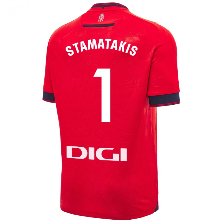 Kandiny Enfant Maillot Dimitrios Stamatakis #1 Rouge Blanc Tenues Domicile 2024/25 T-Shirt