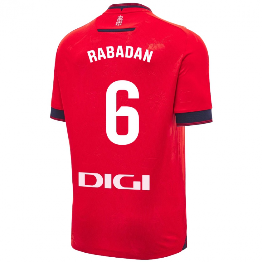 Kandiny Enfant Maillot David Rabadán #6 Rouge Blanc Tenues Domicile 2024/25 T-Shirt