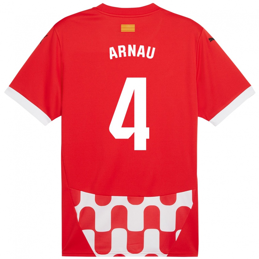 Kandiny Enfant Maillot Arnau Martínez #4 Rouge Blanc Tenues Domicile 2024/25 T-Shirt