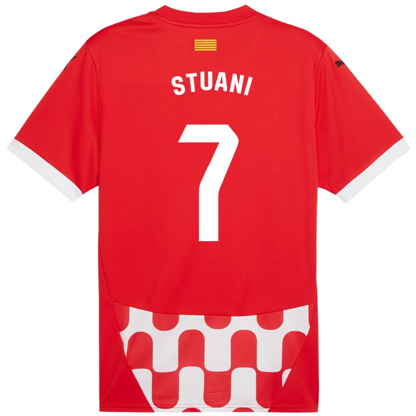 Kandiny Enfant Maillot Cristhian Stuani #7 Rouge Blanc Tenues Domicile 2024/25 T-Shirt