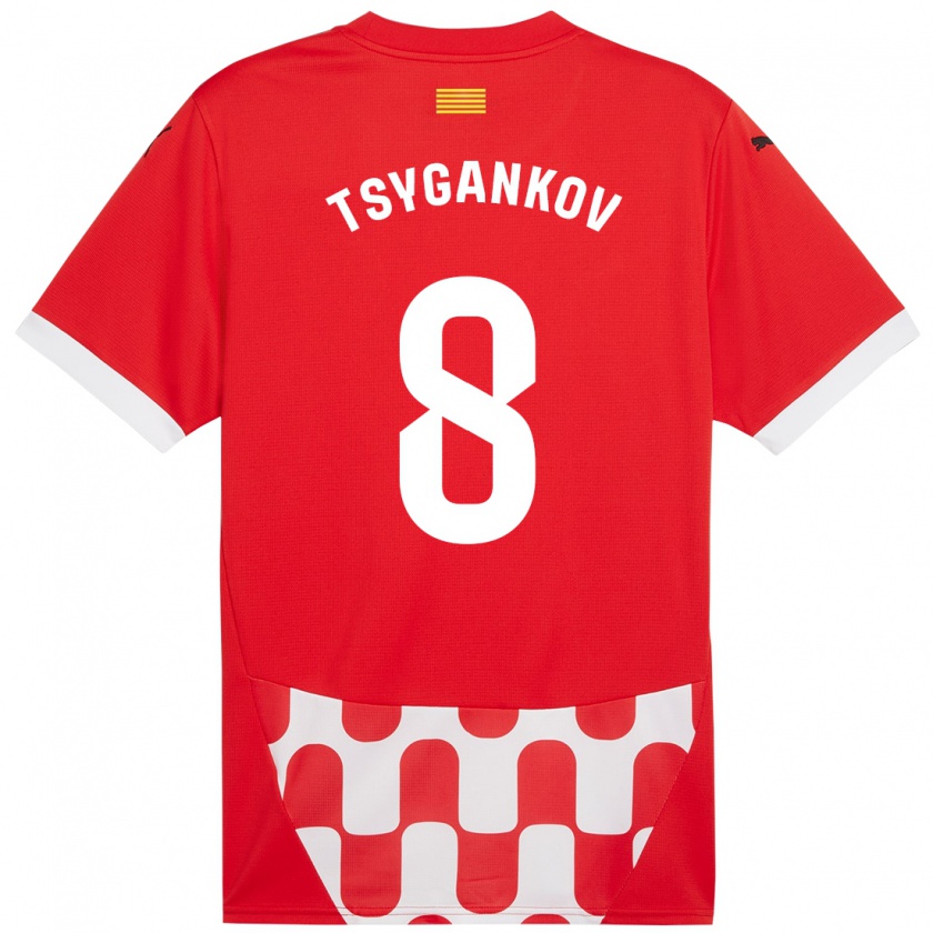 Kandiny Enfant Maillot Viktor Tsygankov #8 Rouge Blanc Tenues Domicile 2024/25 T-Shirt