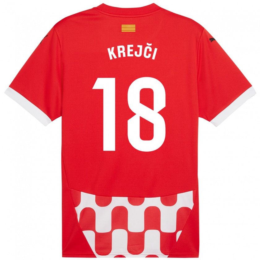 Kandiny Enfant Maillot Ladislav Krejci #18 Rouge Blanc Tenues Domicile 2024/25 T-Shirt