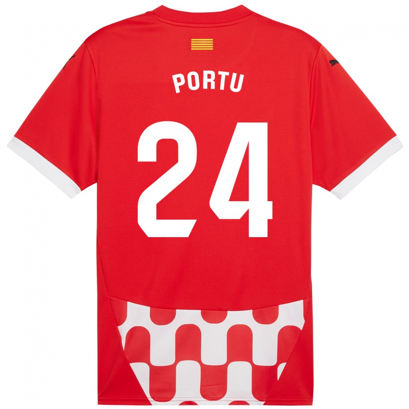 Kandiny Enfant Maillot Portu #24 Rouge Blanc Tenues Domicile 2024/25 T-Shirt