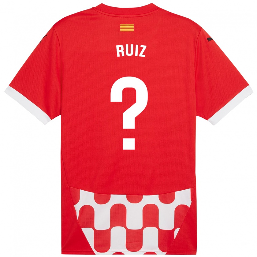 Kandiny Enfant Maillot Ferran Ruiz #0 Rouge Blanc Tenues Domicile 2024/25 T-Shirt