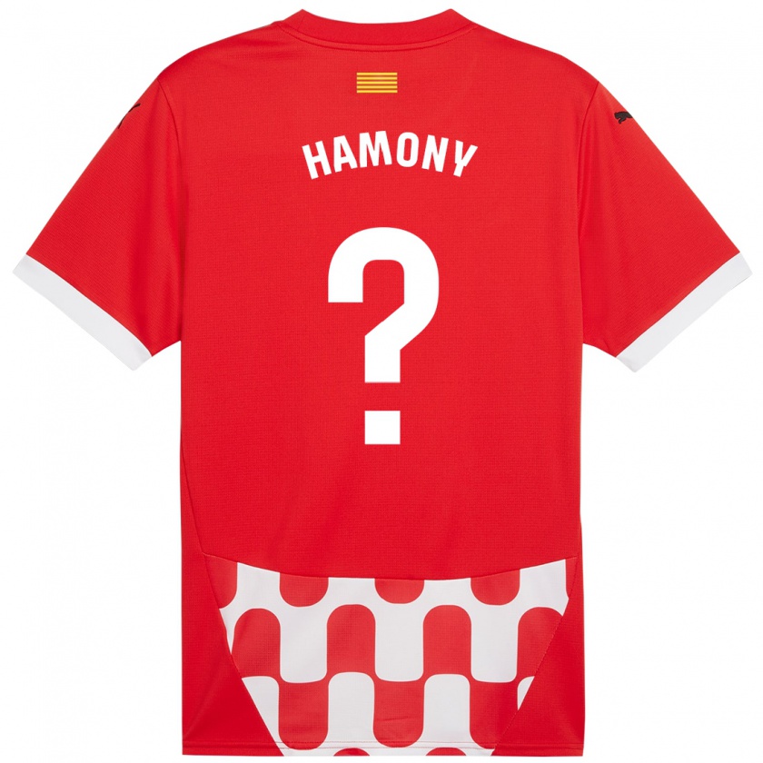 Kandiny Enfant Maillot Mohammed Hamony #0 Rouge Blanc Tenues Domicile 2024/25 T-Shirt