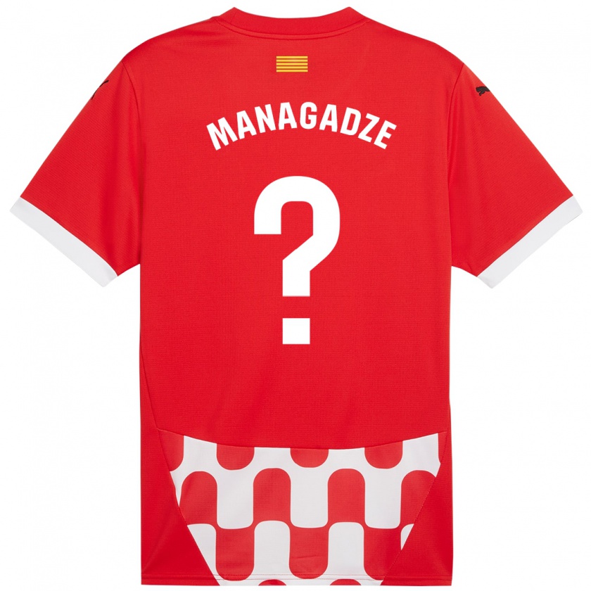 Kandiny Enfant Maillot Luka Managadze #0 Rouge Blanc Tenues Domicile 2024/25 T-Shirt