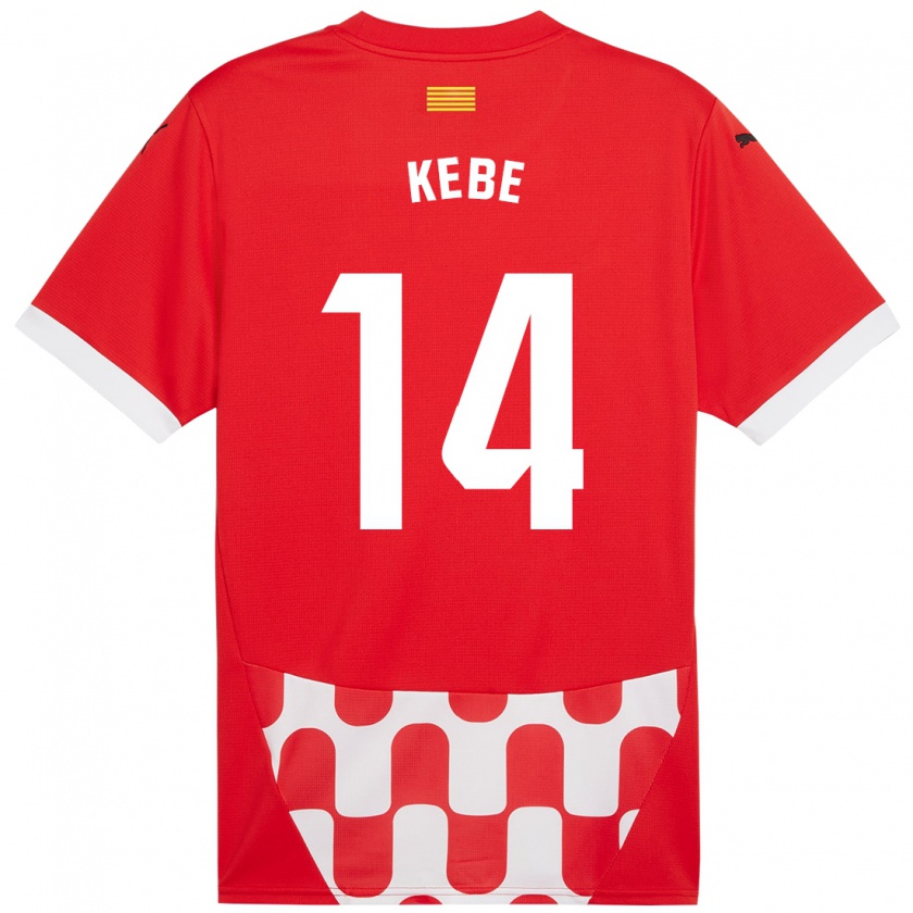 Kandiny Enfant Maillot Moussa Kébé #14 Rouge Blanc Tenues Domicile 2024/25 T-Shirt